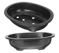 LIOOBO 2pcs Large Oval Plastic Flower Pots for Gardening Bonsai Training, Reusable Garden Planter Containers for Home Office Balcony Planting