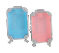 LIOOBO 2pcs Mini Suitcase Box Adorable Plastic Storage Containers for Cosmetics Luggage and False Eyelashes Lightweight and Durable Travel Accessories Blue Pink
