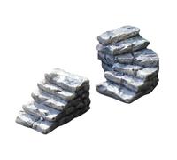 LIOOBO 2pcs Miniature Moss-covered Stone Steps for Micro Landscape DIY Photo Props House Accessories Straight and Curved Garden Stair Ornaments