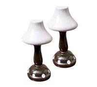 LIOOBO 2pcs Miniature Wooden Bedside Lamp DIY Assembly Decorative Lighting for Mini House Safe LED Nightstand Light for Dollhouse Accessories and Creative Projects