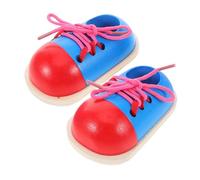 LIOOBO 2Pcs Montessori Wooden Shoe Tying Early Learning Threading Activity for Develop Fine Motor Skills Hand Eye Coordination Safe Design for Independent Learning