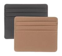LIOOBO 2pcs RFID Blocking Credit Card Sleeves Pu Leather Business Card Covers for Travel and Everyday Use - Black Brown Protective Wallet Inserts