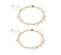LIOOBO 2pcs Sequined Decorative Anklet Chains for Women Stylish Foot Ornaments Multi Layer Beach Jewelry for Parties Daily Wear for Loved Ones