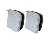 LIOOBO 2pcs Small Silver Zipper Wallets for Women Compact Lightweight Coin Purse with Reliable Closure for Daily Use and Travel Stylish Change Holder for Essentials