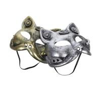 LIOOBO 2pcs Steampunk Cat Half Face Mask Unique Mechanical Cyborg Design for Halloween Cosplay Parties Performances Comfortable Fit Distinctive Artistic Appeal