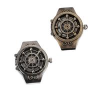 LIOOBO 2pcs Vintage Flipping Ring Watch Set Adjustable Decorative Finger Watches for Men and Women Stylish Retro Nautical for Fashion Jewelry Collection