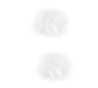 LIOOBO 2pcs White Artificial Faux Pom Pom Balls with Elastic Loop, 8-9Cm Plush Accessories for Hats, Clothing, Bags, and Girl Decoration