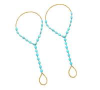 LIOOBO 2pcs Women's Summer Bead Anklets Barefoot Ankle Chains Comfortable Foot Jewelry for Beach Parties Daily Wear Elegant Turquoise Design