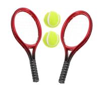 LIOOBO 2Sets Miniature Tennis Rackets Balls Set Dollhouse Decoration Realistic Sports Accessories for Creative Play Cake Toppers Layout Props for Miniature Scenes