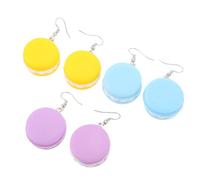 LIOOBO 3 Pairs Creative Macaron Earrings Ear Studs for Women Lightweight Fashion Ear Dangle Decor Easy to Wear Daily Accessory