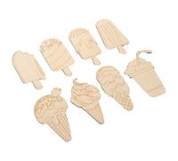 LIOOBO 32pcs Unfinished Wooden Ice Cream Cutouts Ready to Paint Smooth Wood Slices for DIY Crafts Summer Party Decorations Educational Parent Collaboration