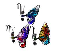 LIOOBO 3Pcs Butterfly Shape Decor Iron and Glass Planter Pot Hanger for Bonsai Decoration Versatile Garden Ornament for Home and Office Use Creative Flowerpot Adornment