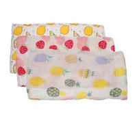 LIOOBO 3pcs Cotton Towels Soft Washcloths for Face Burping Adorable Patterns Breathable Gentle Skin for Newborns Pineapple Strawberry