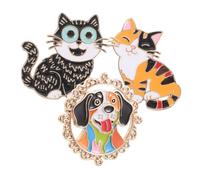 LIOOBO 3pcs Cute Cartoon Cat and Dog Enamel Brooches for Jackets Bags Hats and Clothes Stylish Accessories for Animal Lovers and Students