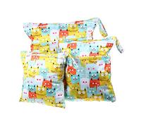 LIOOBO 3pcs Reusable Diaper Storage Bag Nursery Versatile Wet for Diapers Toys and Clothes Colorful Cat Design