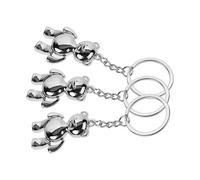 LIOOBO 3pcs Silver Bear Keychains Set Cute Bear Shape Key Rings Bag Hanging Charms Animal Keyring Pendant for Women Accessories