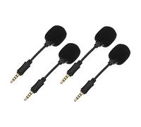 LIOOBO 4 Pcs In-line Noise Canceling Mini Microphone for Live Singing and Recording, Portable 4-pole Mic with Direct Plug for Smartphone and Pc, Black