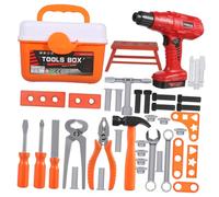 LIOOBO 42-Piece Boys and Girls Tool Set with Electric Drill Toy Pretend Play Construction Kit for Boys Realistic Tool Box and Accessories for Toddlers Educational for Young Builders
