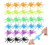 LIOOBO 48 Pcs Halloween Stretchy Tpr Spiders Fake Realistic Small Flexible Prank for Party Decorations Indoor Outdoor Spidery Favors Goodie Bags Classroom Prizes