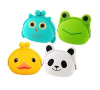 LIOOBO 4pcs Cartoon Silicone Coin Wallets Coin Purses for Boy Girl Multi-Functional Earphone Bags Random Styles Fun Toy Reward for Learning to Save
