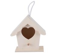 LIOOBO 4pcs Creative Wooden Bird Nest Set for Garden Decoration and DIY Micro-landscape with Heart Shape Design and Double-layer Two Holes Structure, Photographing Props