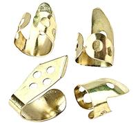 LIOOBO 4pcs Metal Guitar Finger Picks Set Thumb and Index Picks, Gold Color Banjo Thumb Fingerpicks, Sturdy Instrument Accessories for Guitar and Banjo Players
