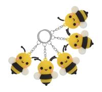 LIOOBO 5Pcs Bee Keychain Pendant Set Cartoon Bee Design, Creative Backpack and Purse Hanging Key Rings for Party Decoration and Filling