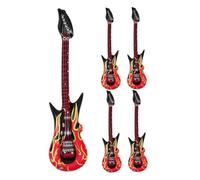LIOOBO 5pcs Inflatable Guitar Flame Design Blow Up Guitar for Rock Star Party Props Music Rhythm Development for Pool Parties Events