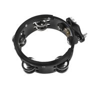 LIOOBO 6-inch Black Round Sturdy Tambourine Clamp for Drum Set Drum Cymbal Supply Portable Handheld Bell Suitable for Jazz and Percussion Performance