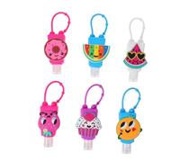 LIOOBO 6pcs Mini Cartoon Travel Bottles with Silicone Hook, Reusable 30ml Squeezable Liquid Containers for Shampoo and Hand Lotion, Easy to Carry for Hanging on Stroller or Key Ring Random Color