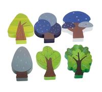LIOOBO 6PCS Wooden Train Track Tree Accessories Miniature Trees for Railway Decoration Safe Natural Wood Enhances Imaginative Play Scenes Supports Development and Creativity