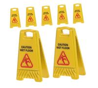 LIOOBO 7pcs Slide The Warning Sign Carefully Doll House Decor Floor Warning Sign Dollhouse Caution Floor Mini Model Fairy Garden Accessories Yellow Alloy