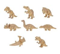 LIOOBO 8Pcs Solid Golden Dinosaur Models Set, Creative Dinosaur with Large Carnivore and Triceratops Figures, Decorative Prehistoric Animal Figurines for Play and Room Display