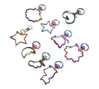 LIOOBO 9Pcs Colorful Swivel Snap Hooks Metal Lobster Claw Clasps Creative Moon Star Heart Shell Shapes DIY Craft Accessories for Jewelry Making and Bag Decorations