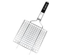 LIOOBO BBQ Grilling Basket 1 pc Portable 430 Stainless Steel Portable BBQ Grilling Basket for Fish Vegetable Steak Shrimp for Outdoor Indoor BBQ Picnic