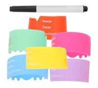 LIOOBO Bottle Label Cup Sleeve Silicone Label Sleeves Writable Bottle Tags Heat Insulation Covers Pen Nursery Name Bands for Daycare and Kindergarten