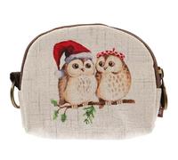 LIOOBO Cartoon Key Coin Bag Small Cotton Linen Owl Pattern Zippered Mini Wallet Pocket for Keys and Coins Outdoor Cosmetic Storage Pouch
