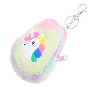 LIOOBO Cartoon Unicorn Coin Purse with Zipper and Keychain, Small Plush Change Wallet for Women and, Rainbow Color Cute Cash Pouch for Daily Use