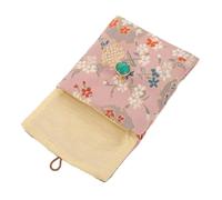 LIOOBO Chinese Style Travel Jewelry Bag Brocade Pouch with Flip Cover Fabric Organizer for Necklaces and Accessories Portable Dustproof Small Pink Storage