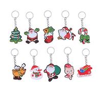 LIOOBO 8Pcs Christmas Cartoon Keychain Hanging Pendant Key Chains - Santa Claus, Snowman, Stocking, Gloves for Bag, Phone - Mixed Pattern