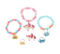 LIOOBO Colorful Beaded Bracelet Set DIY Kids Wristbands 6pcs Cartoon Jewelry for Girls for Parties