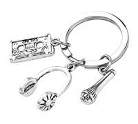 LIOOBO Creative Music Tape Keychain Ornament in Silver Metal with Lightweight Design and Key Storage Function for Keys, a Mobile Phone or Handbag Accessory