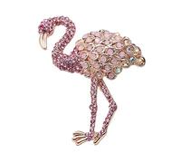 LIOOBO Crystal Flamingo Brooch Pin Alloy Rhinestone Fashion Accessory for Women Dress Coat Sweater Clip Multi-purpose Decorative Jewelry for Weddings Parties Proms