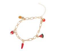 LIOOBO Cute Fruit Charm Paperclip Bracelet for Women Summer Beach Accessories Playful Strawberry Apple Watermelon Pineapple Pendants Versatile Friendship Jewelry Gift
