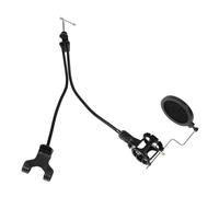 LIOOBO Desk Mic Stand with Double Gooseneck Phone Holder and Pop Filter for Live Streaming Video Recording and Podcasting Compatibility and Flexible Rotation