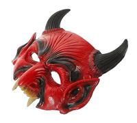 LIOOBO Devil Mask for Halloween Scary Red Horned Demon Face for Masquerade Parties Cosplay Themed Events Easy to Wear Scary Costume Accessory