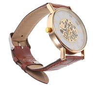 LIOOBO Elegant Hollow Business Quartz Watch with Breathable Brown Leather Strap Classic Unisex Casual Wristwatch for Work Sports Parties and Formal Occasions