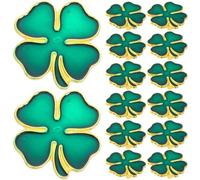 LIOOBO Elegant Iron Shamrock Brooch Green with Strong Magnetic Clasp 20pcs Four Leaf Clover Lapel Pin Badge Brooch for Women and Men, for Weddings and Parties