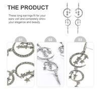 LIOOBO Elegant Long Drop Diamond Dangle Earrings for Women Minimalist Star Moon Design Fit Studs for Chic Style and Temperament Any Occasion White Jewelry