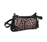 LIOOBO Fashion Leopard Print Shoulder Bag for Women PU Crescent Underarm Tote with Bow Multi Compartment Handbag for Work Shopping and Social Events